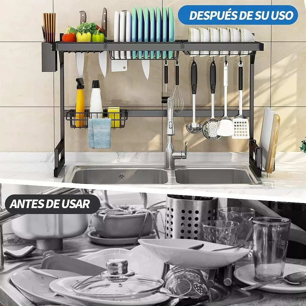 Escurridor de platos organizador de cocina en acero inoxidable, elegante y practico ¡¡¡PAGA AL RECIBIR!!!